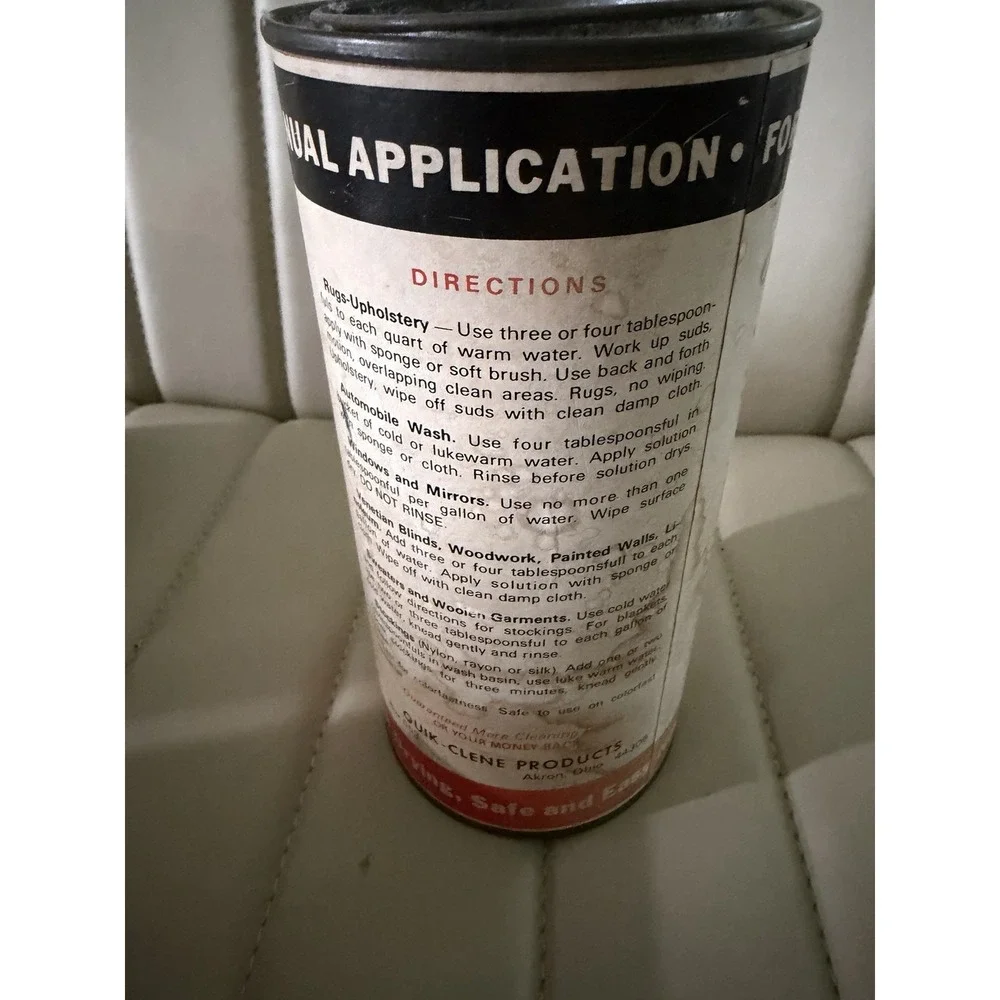 Vintage Mid Century Quick-Clean Carpet Cleaner 1/2 Full Metal Can 50s Rusted USA